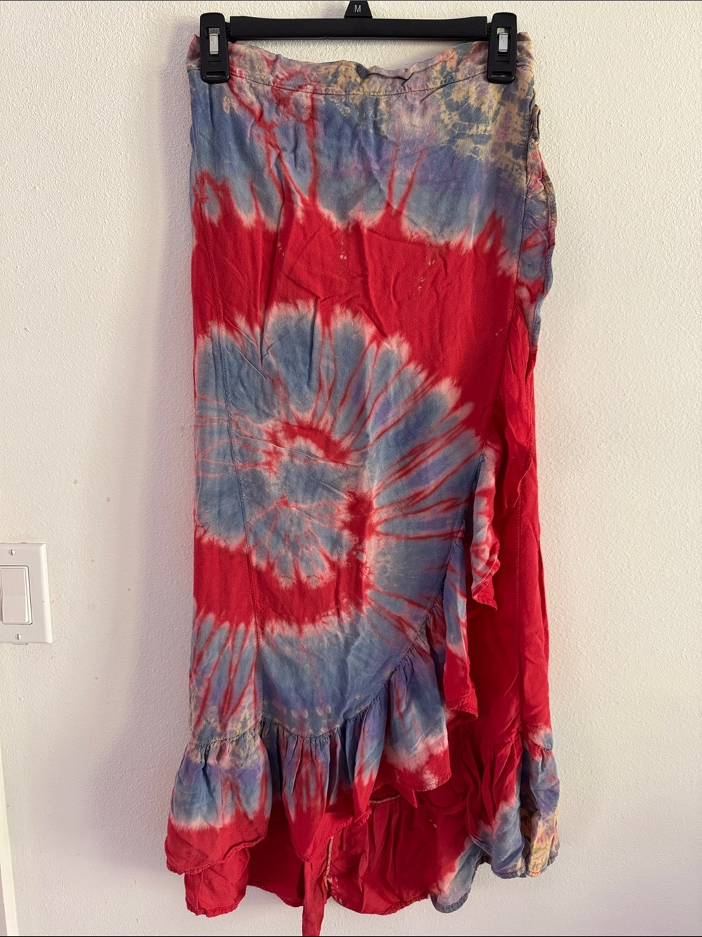 Tie-Dye Red & Blue Maxi Skirt size M